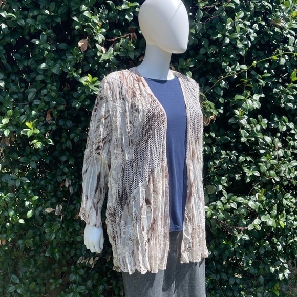 Chico’s Travelers Lightweight Embroidered Crochet Cardigan - Picture 3 of 13